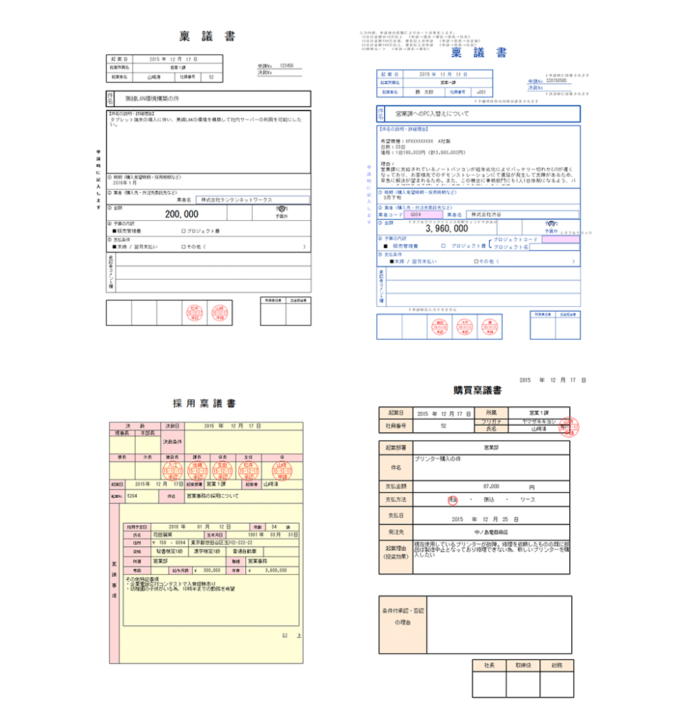 各種申請書（稟議書、採用稟議書、購買稟議書）