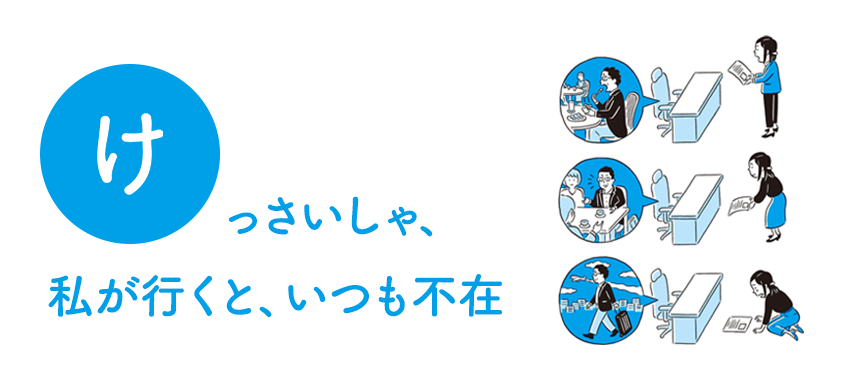 書籍『ざんねんなオフィス図鑑』から紹介！ オフィスあるある「け」