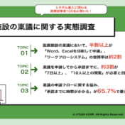 【医療施設における稟議の実態を解剖！】稟議の悩み 第1位「承認までに時間がかかる」、 1つの稟議あたり「2週間以上かかる」「30人以上の承認が必要」という声も