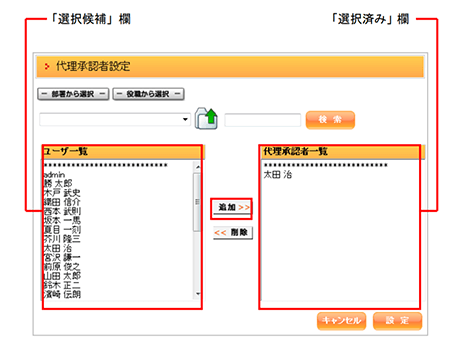 代理承認画面のイメージ